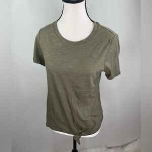 Social Standard Women Front Tie Crew Neck Short Sleeve T shirt Top Olive…